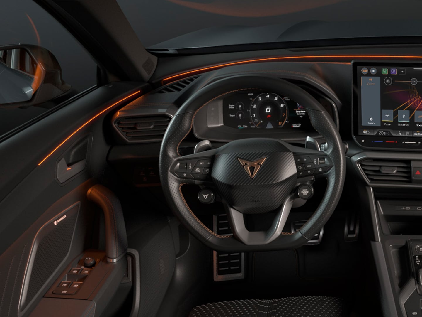 CUPRA Formentori täiendava varustuspaketi Edge tehnoloogia, meeleoluvalgustus ning info- ja meelelahutussüsteem. Täiustatud võtmevaba süsteem, vargusvastane süsteem ja tahavaatekaamera.