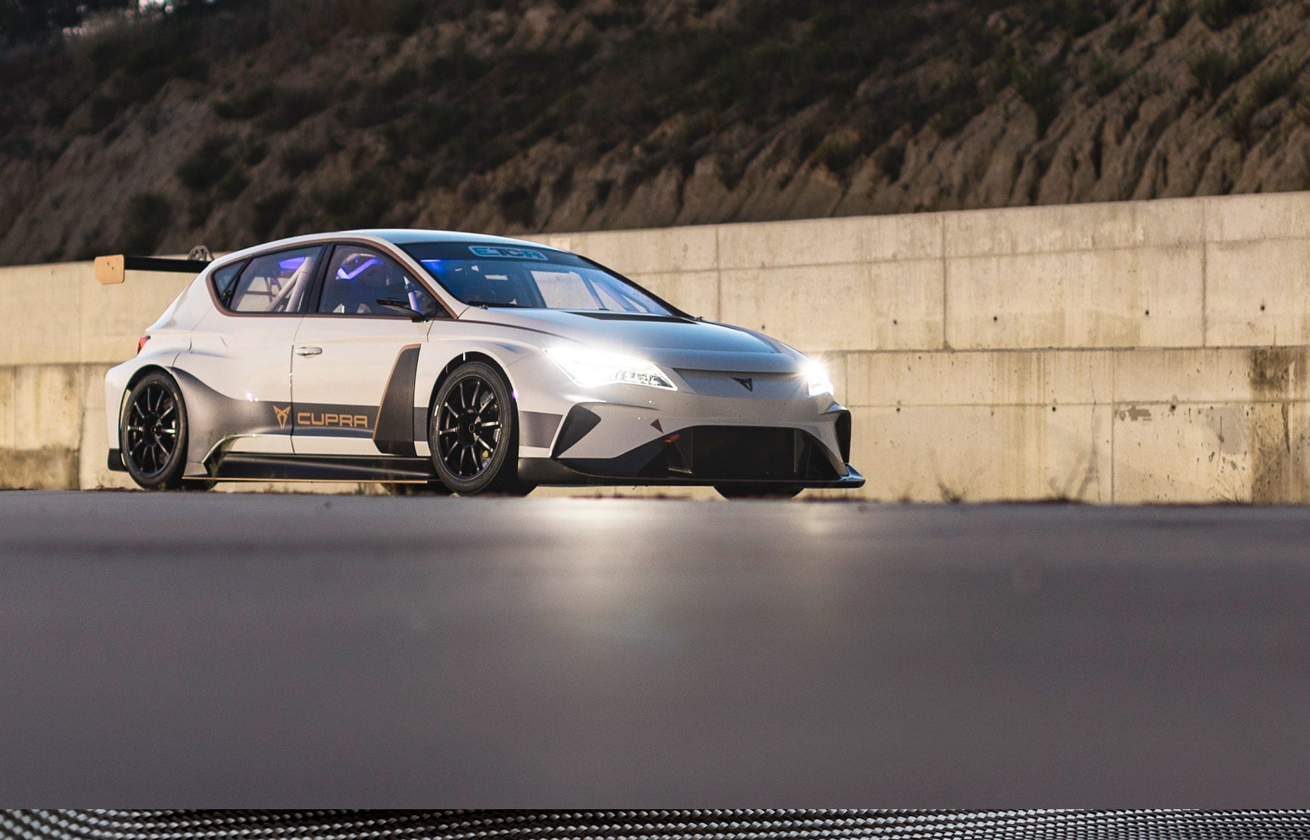 The CUPRA TCR at night