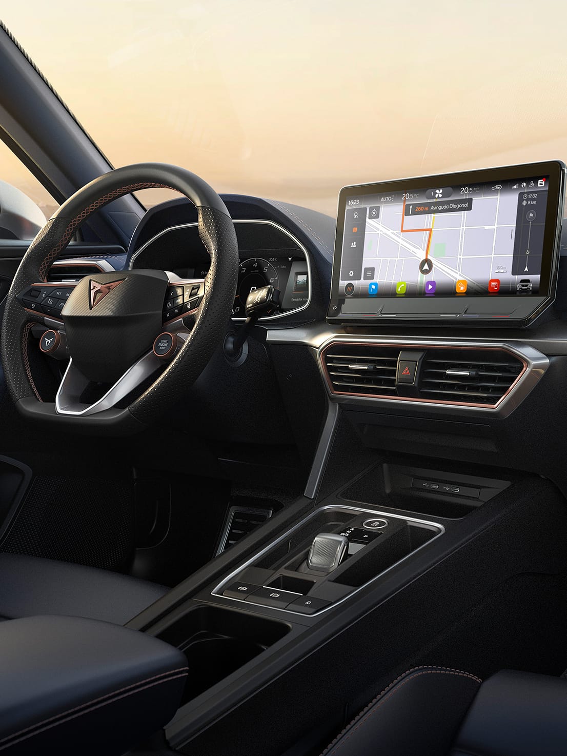 cupra connect voice control infotainment system with real-time traffic updates 